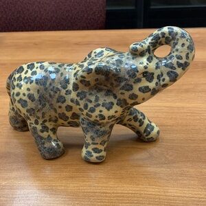 Leopard Print Trunk up Elephant Figurine